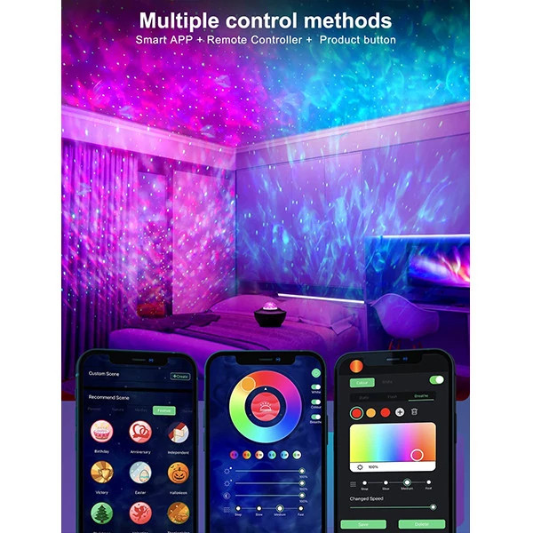 چراغ خواب رومیزی کهکشانی بلوتوث و اسپیکر دار مدل Starry Projector Li...