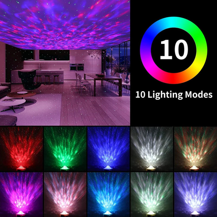 چراغ خواب رومیزی کهکشانی بلوتوث و اسپیکر دار مدل Starry Projector Li...