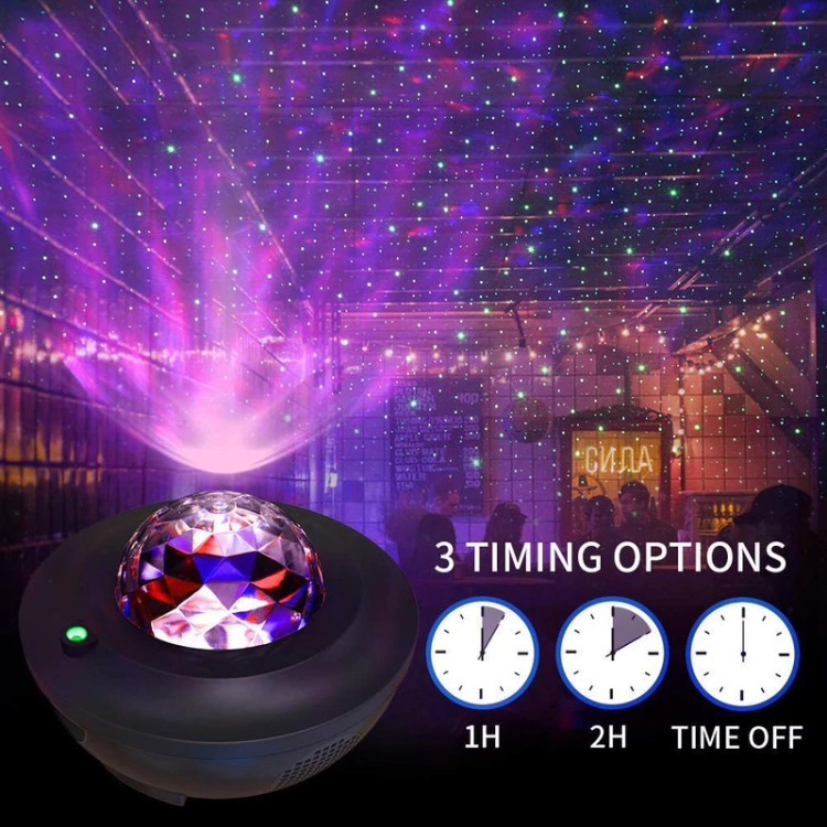 چراغ خواب رومیزی کهکشانی بلوتوث و اسپیکر دار مدل Starry Projector Li...
