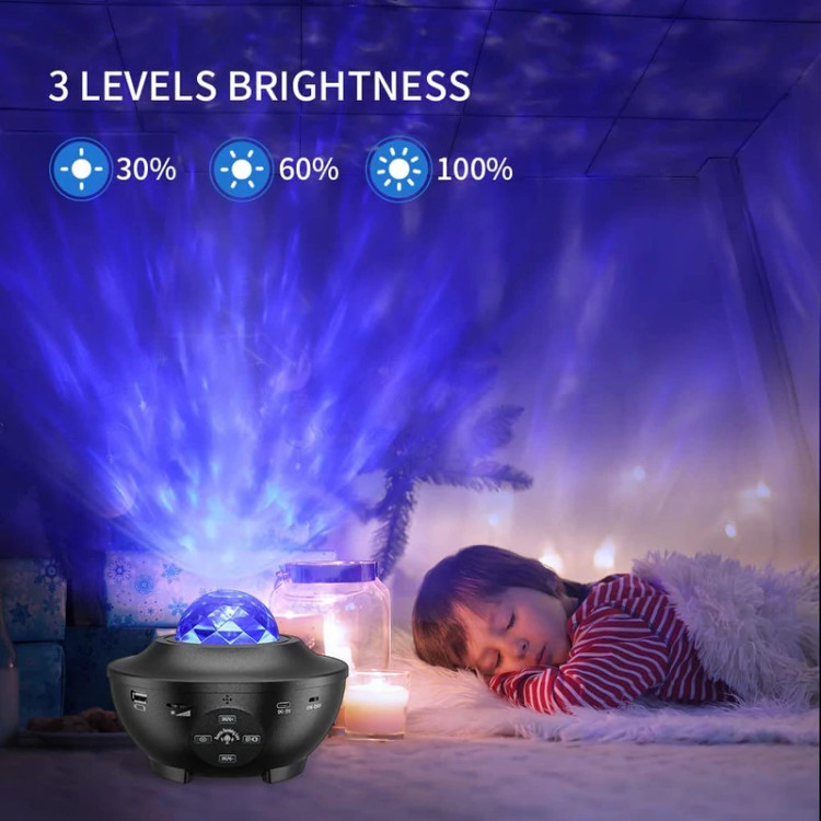 چراغ خواب رومیزی کهکشانی بلوتوث و اسپیکر دار مدل Starry Projector Li...