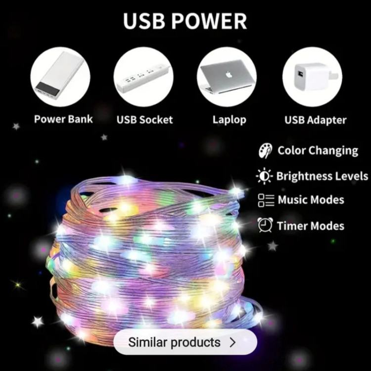 ریسه ال ای دی مدل فول کالر هوشمند بلوتوثی کد RGB IC usb 5v طول 10 مت...