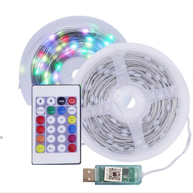 ریسه ال ای دی مدل فول کالر هوشمند بلوتوثی کد RGB IC usb 5v طول 10 مت...
