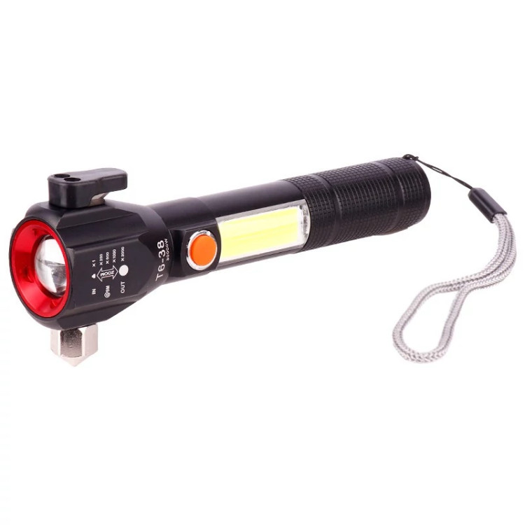 چراغ قوه پلیسی t6-38 دو لامپه شیشه شکن و نخ بر