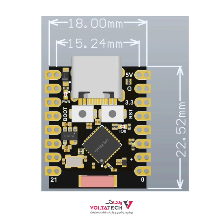 برد توسعه ESP32-C3 Super Mini با ورودی Type-C