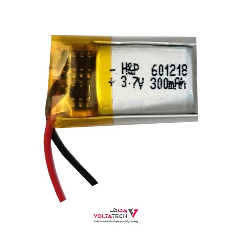 باتری لیتیوم پلیمر 3.7v ظرفیت 300mA ابعاد 601218