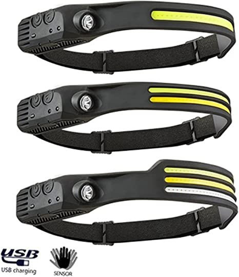 چراغ شارژی پیشانی بند سه خط سنسور دارHEADLAMP اصلی w689-3