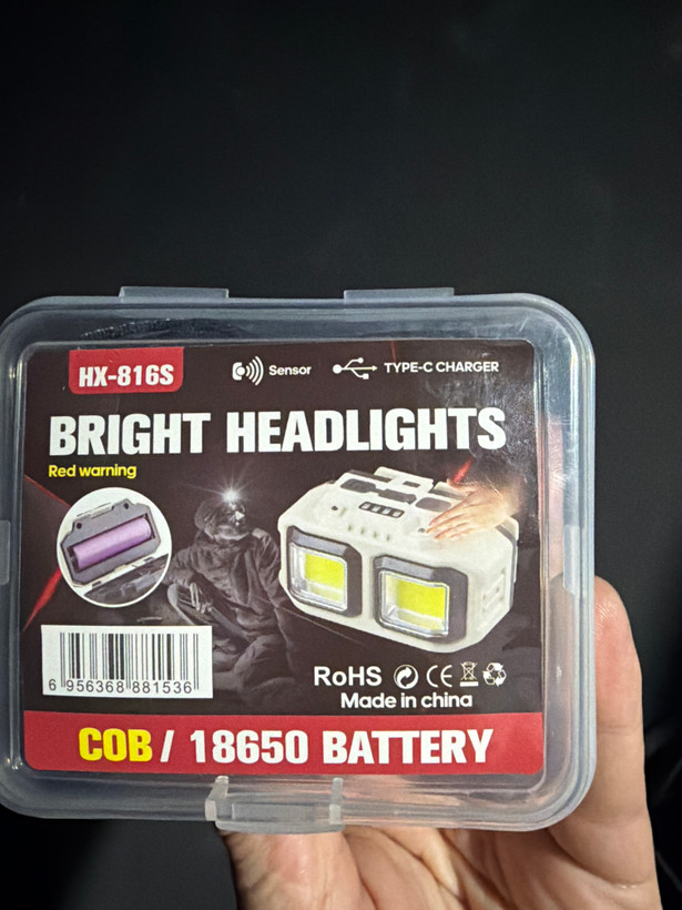 چراغ پیشانی شارژی BRIGHTمدل HX-816S سنسوردارCOB باطری اصلی