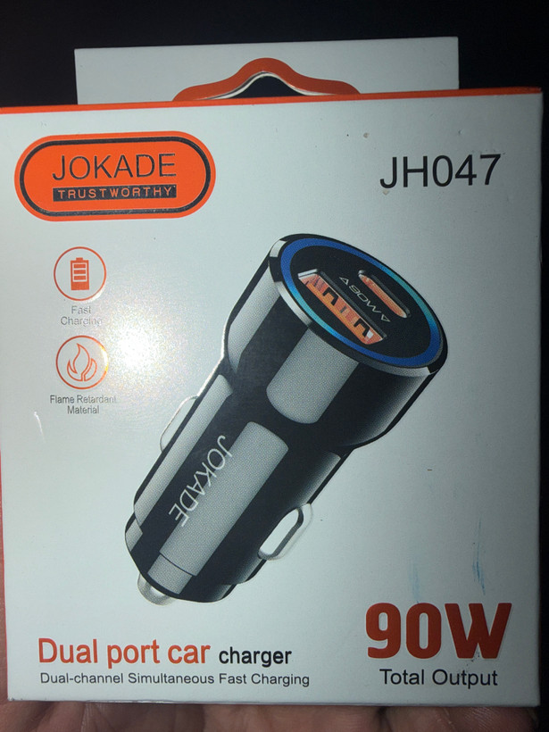 شارژر فندکی فست شارژ JOKADE مدل JH047 توان 90 وات دو پورت