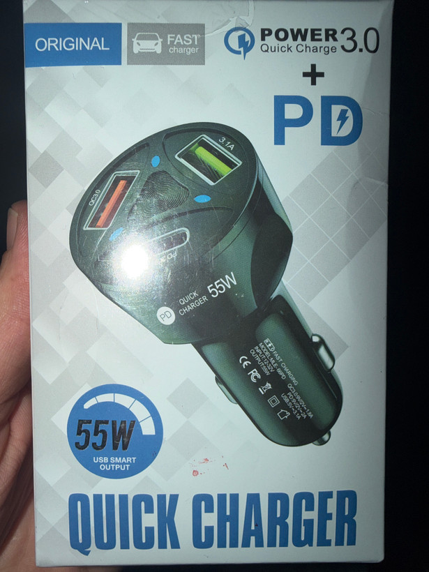 شارژر فندکی فست شارژ 55 وات PD و QC3.0 سه پورت USB و Type‑C مدل Quick Charger