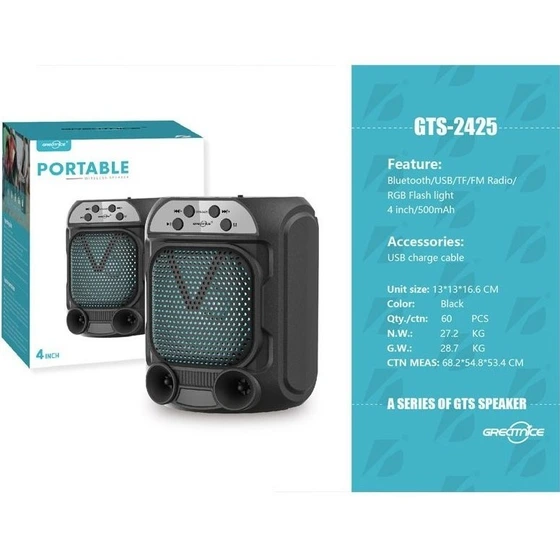 اسپیکر پرتابل وایرلس GTS-2425 با سایز 4 اینچ