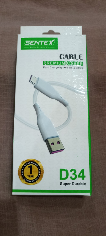 کابل شارژ فست و دیتا پریمیوم تایپ سی برند سنتکس مدل D34با گارانتی یکساله هک شده روی محصول