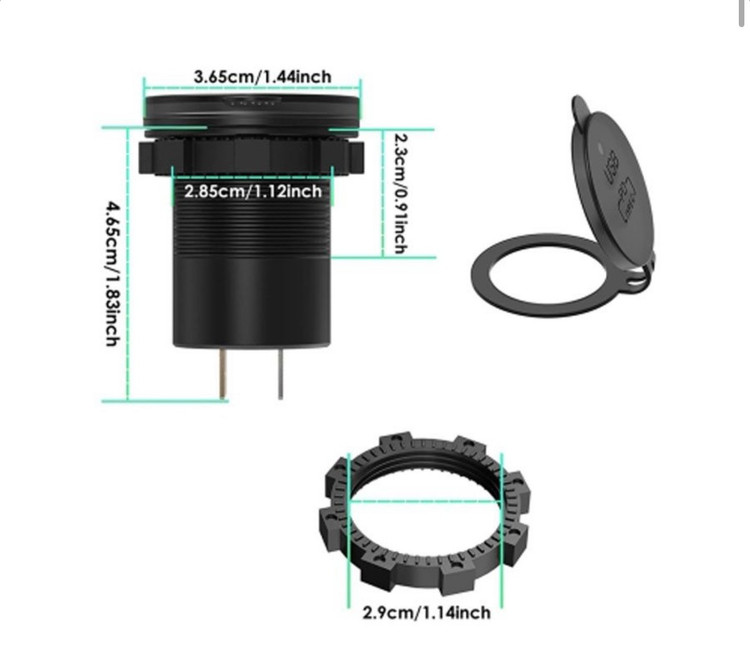 شارژر USB خودرویی روپنلی گرد QC3.0 + Type-C با کلید ON/OFF و نشانگر ولتاژ