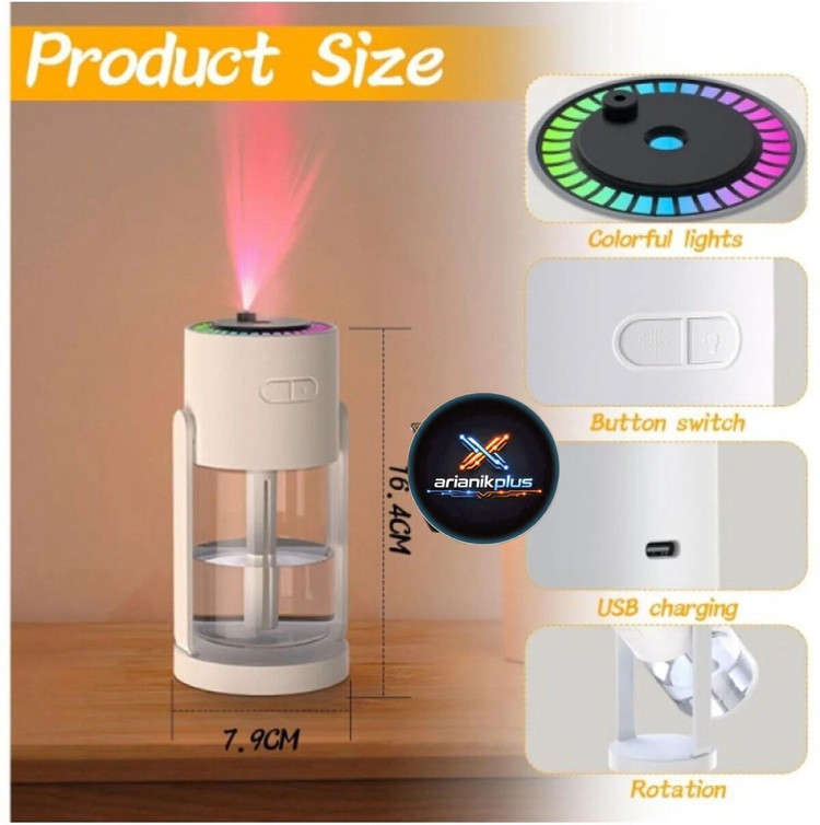 دستگاه بخور سرد رومیزی لیزردار280 میلیلیتر مدل XY-085 | رطوبت ساز USB با نور LED و مخزن