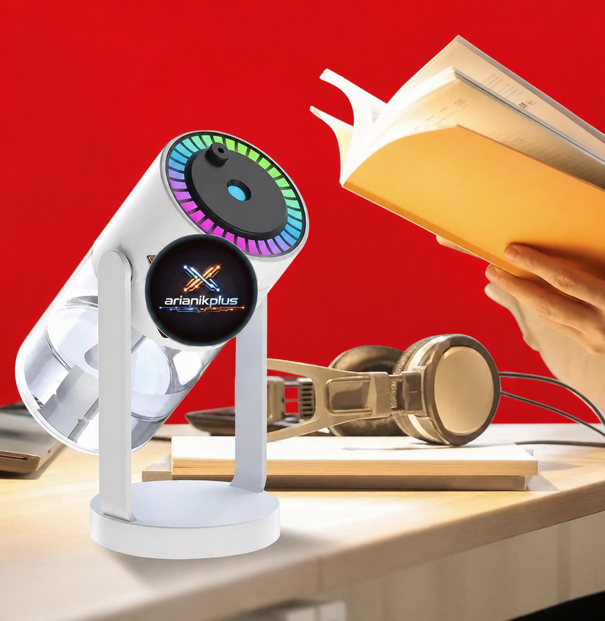 دستگاه بخور سرد رومیزی  لیزردار280 میلی‌لیتر مدل XY-085 | رطوبت ساز USB با نور LED و مخزن